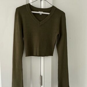 Garage Olive V-Neck Crop Top